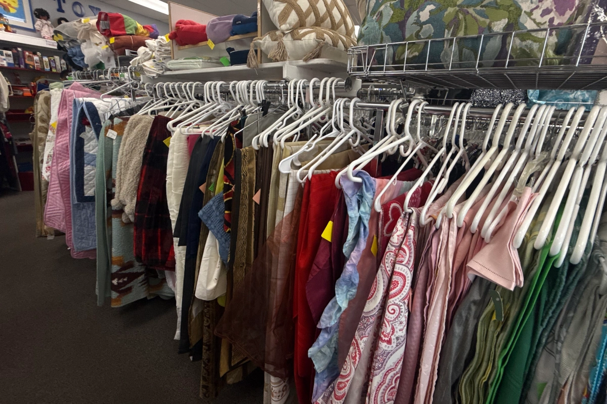 Clothing racks filled with colorful garments